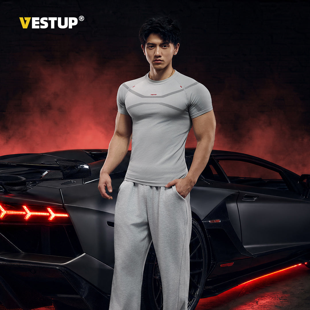 Vest Up Racing Style Summer American Fitness Shirt for Men - Showcasing Muscles, Tight-Fitting Clothing for Training and Sports, Short-Sleeved Top