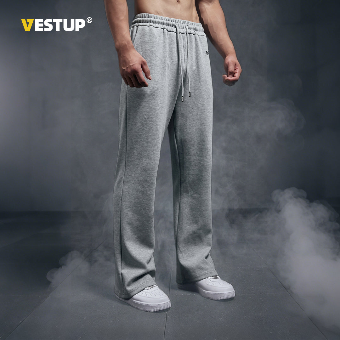 Vest Up American heavyweight 280G high street curved pants with lace up straight leg loose sweatpants, sports and casual pants for men
