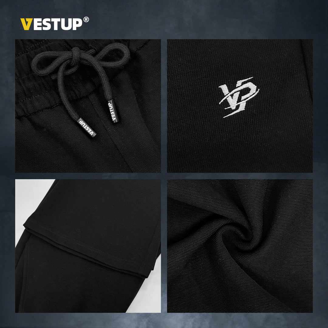 Vest Up American heavyweight 280G high street curved pants with lace up straight leg loose sweatpants, sports and casual pants for men