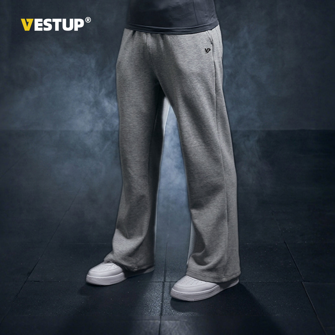 Vest Up American heavyweight 280G high street curved pants with lace up straight leg loose sweatpants, sports and casual pants for men