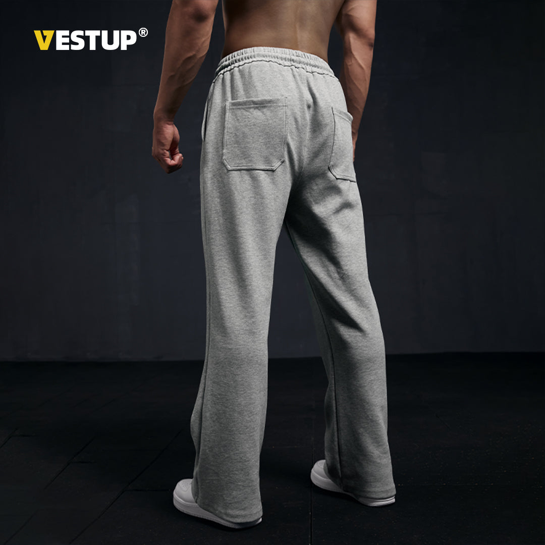 Vest Up American heavyweight 280G high street curved pants with lace up straight leg loose sweatpants, sports and casual pants for men