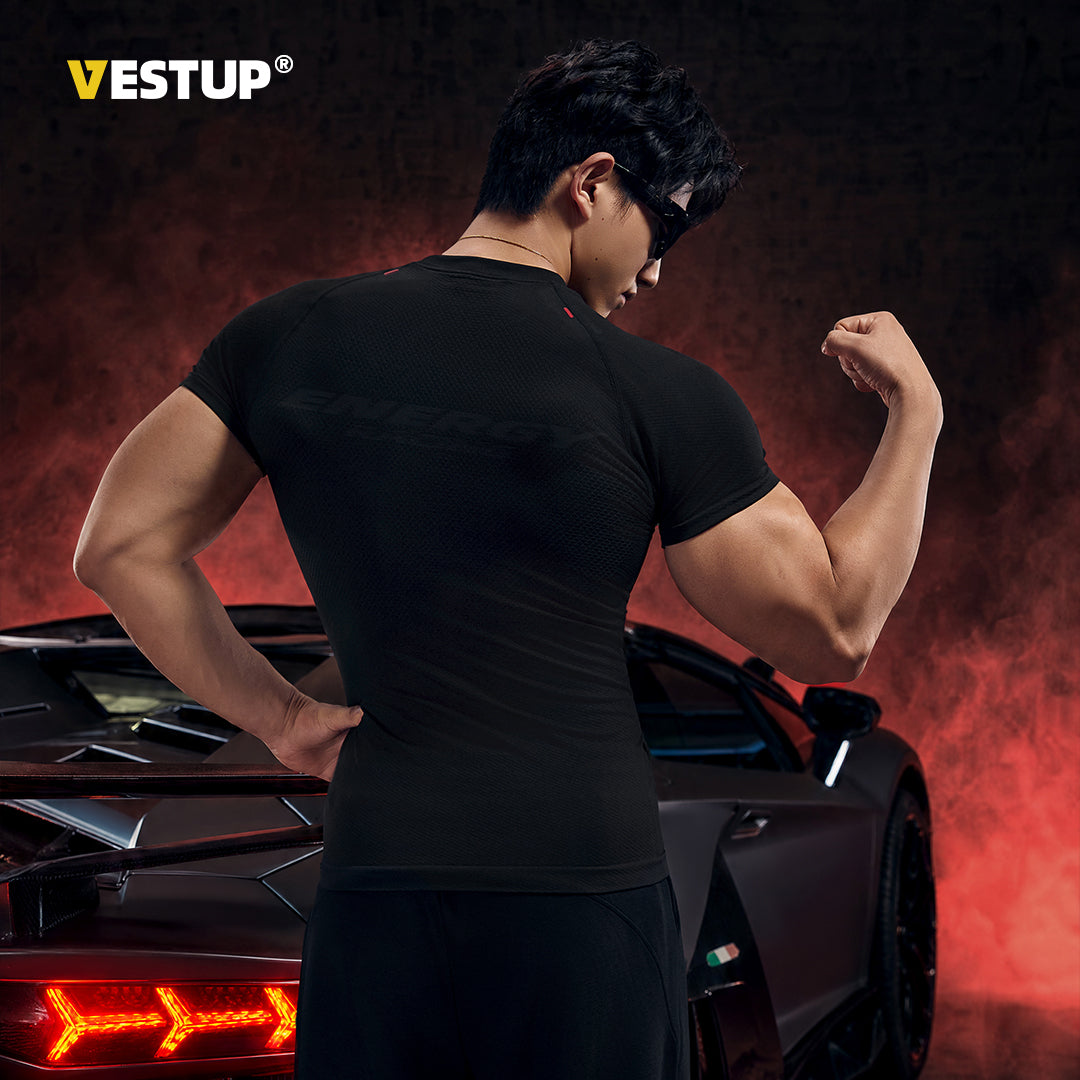Vest Up Racing Style Summer American Fitness Shirt for Men - Showcasing Muscles, Tight-Fitting Clothing for Training and Sports, Short-Sleeved Top